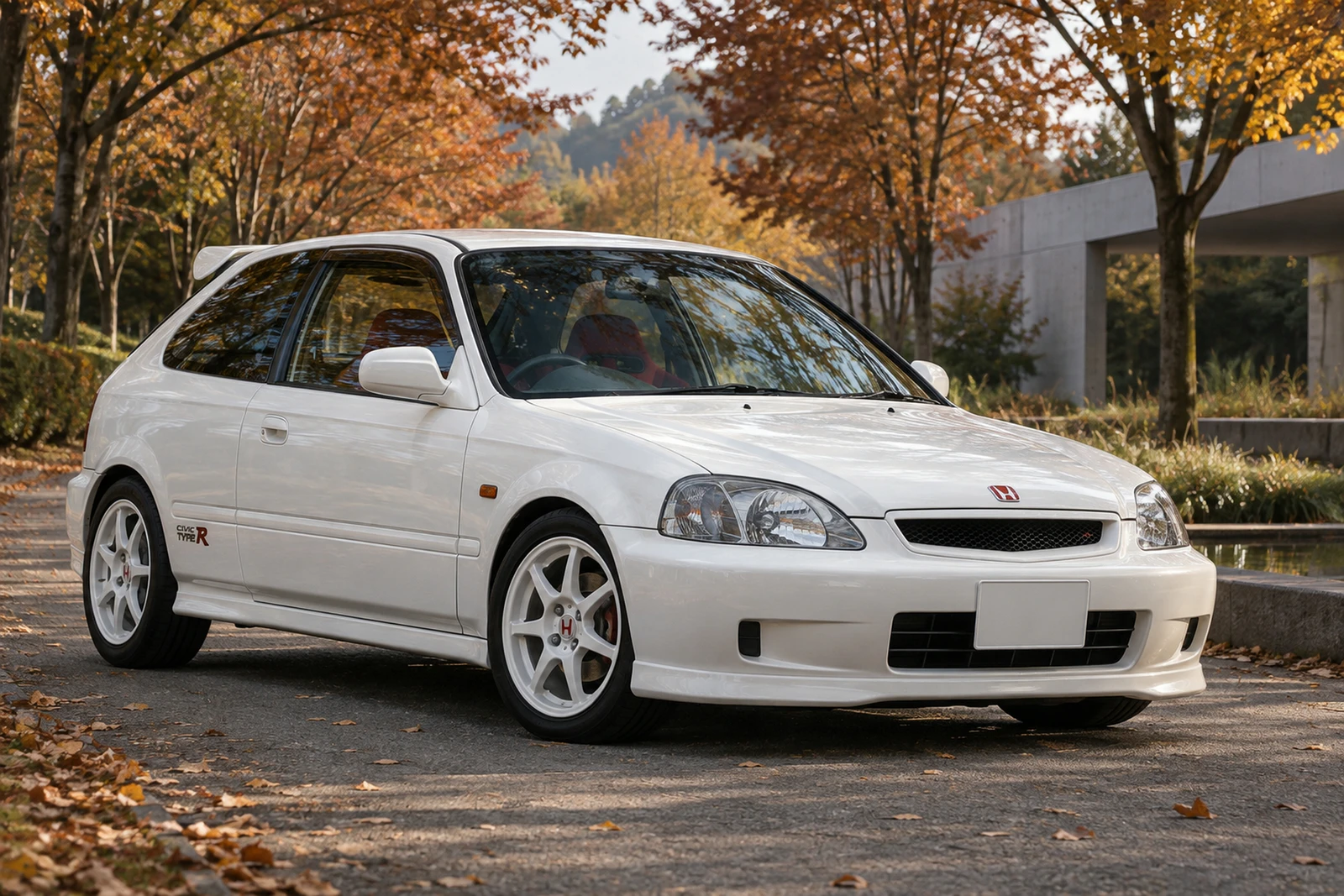 АВТО 1008156 Хонда Civic EK9 белый Осенний парк