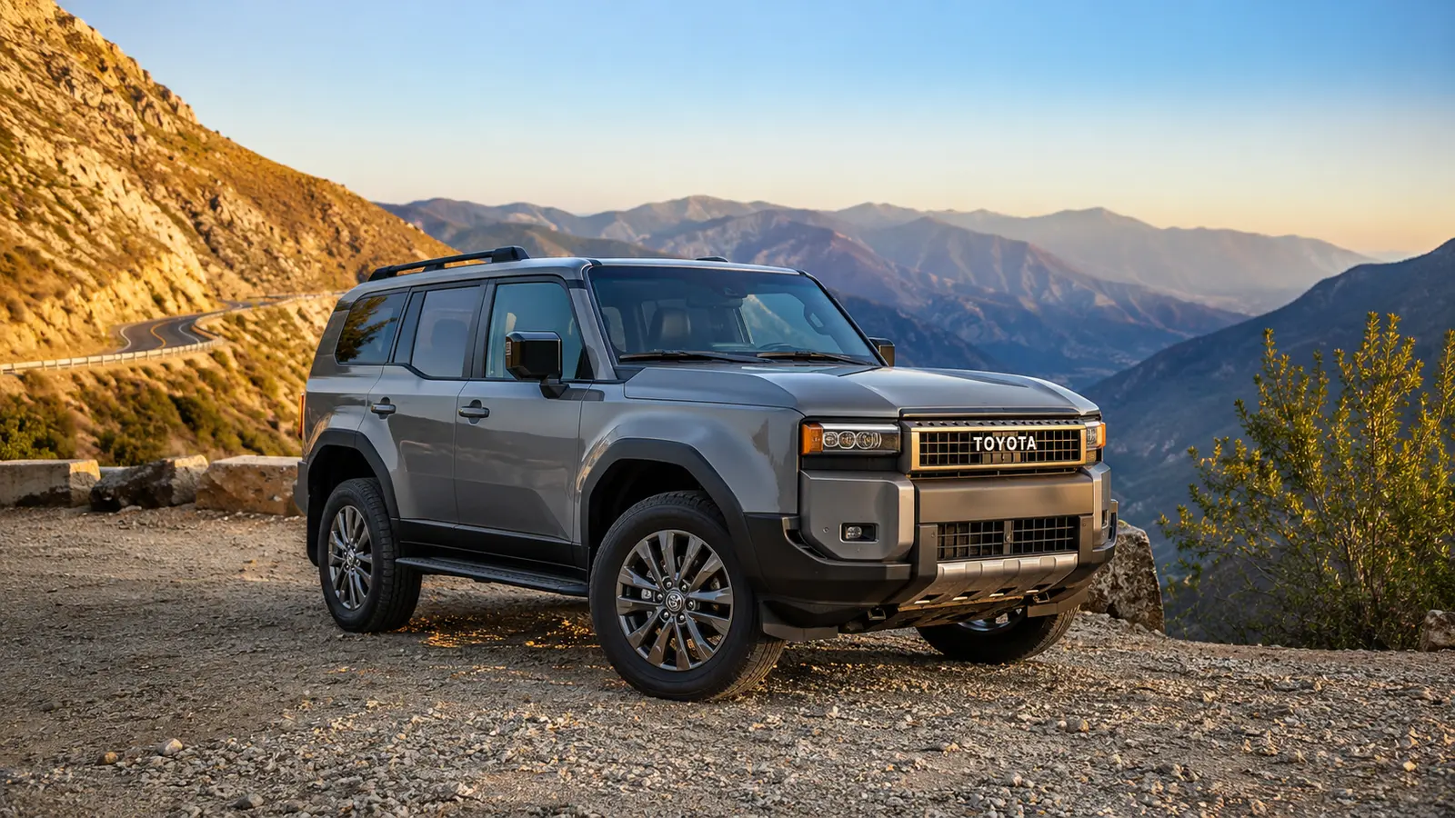 АВТО 1000442 серый Toyota Land Cruiser Prado на перевале