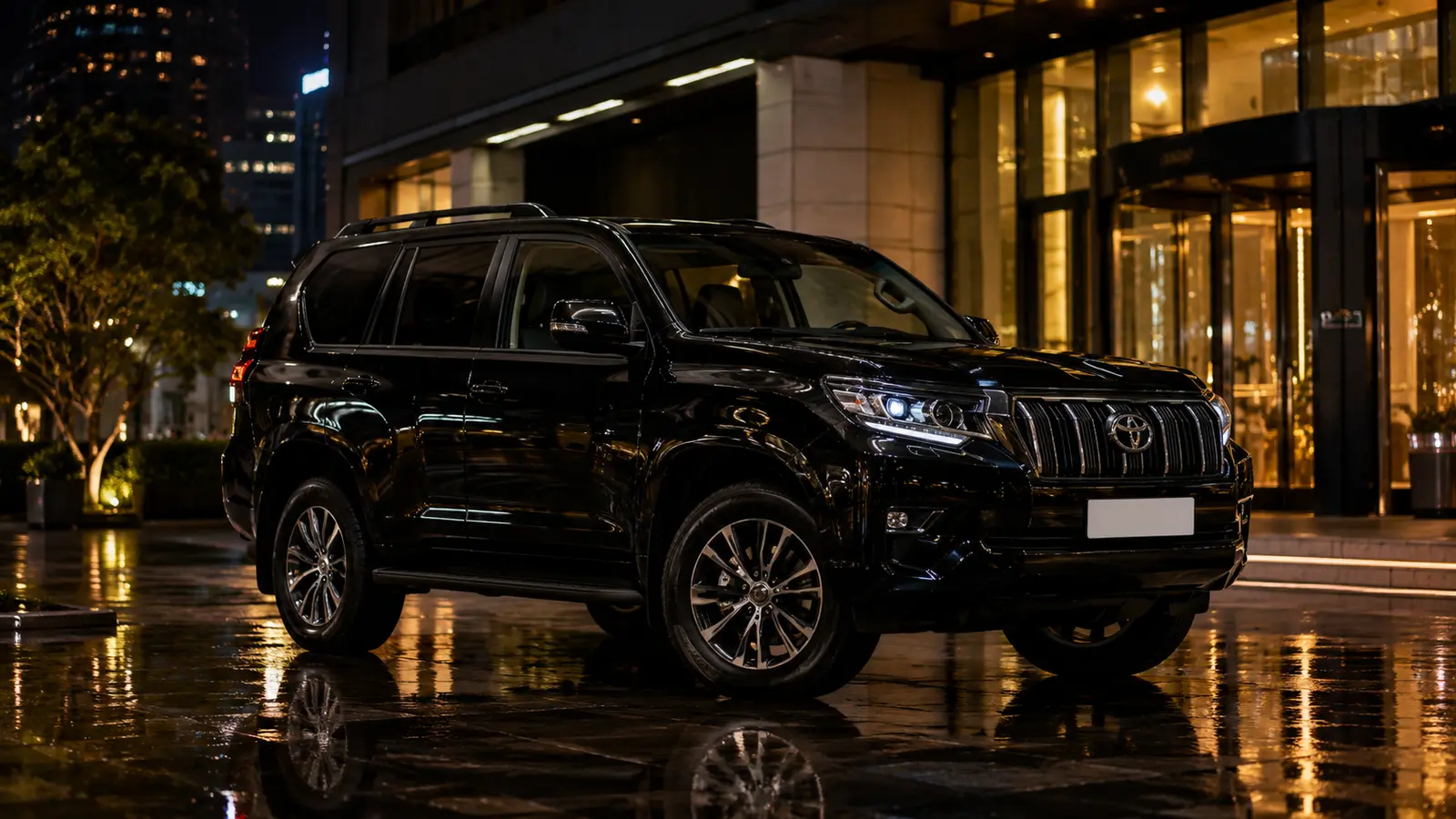 АВТО 1001845 чёрный Toyota Land Cruiser Prado у отеля