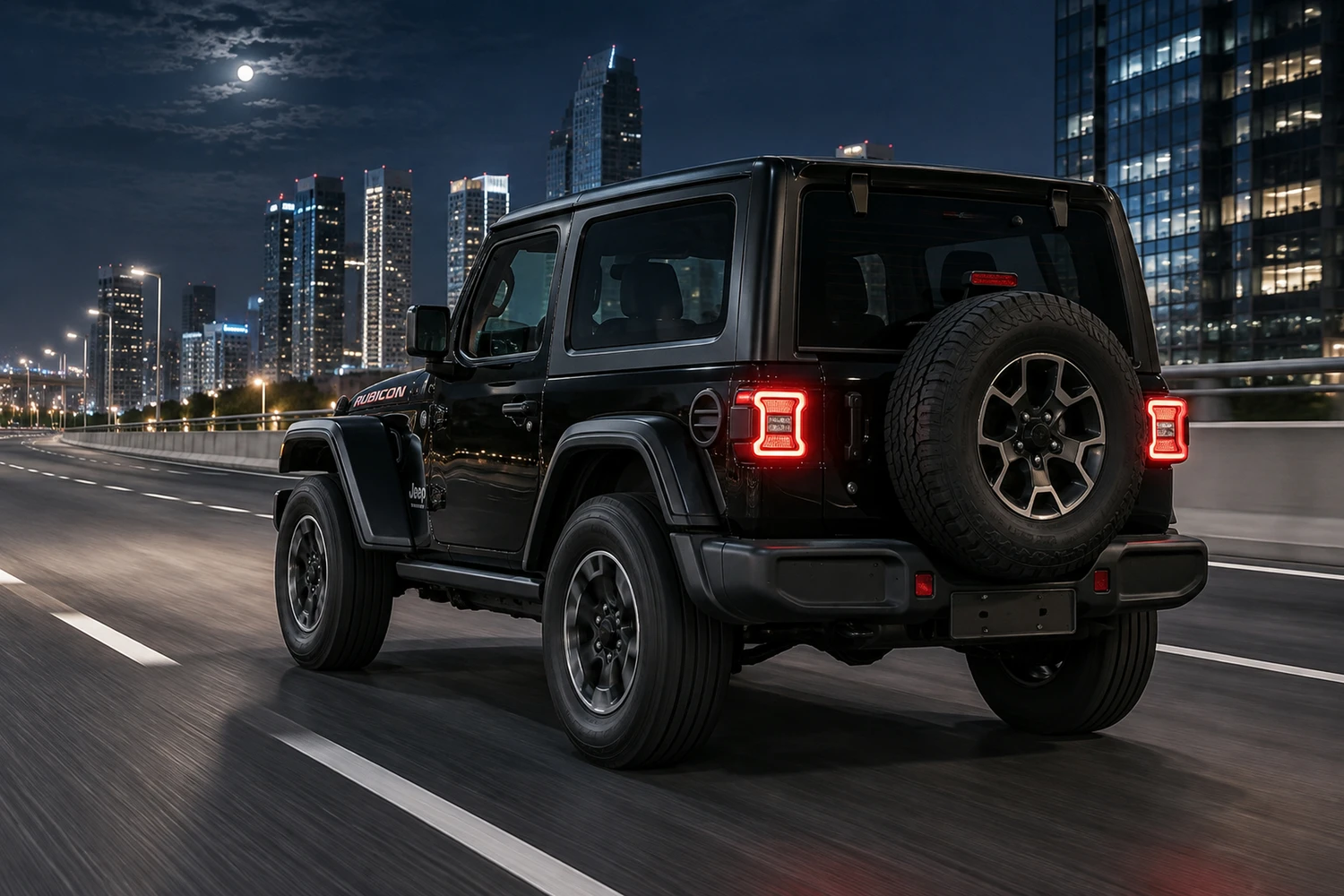 АВТО 1006841 Jeep Wrangler Rubicon JL чёрный линии хайвея