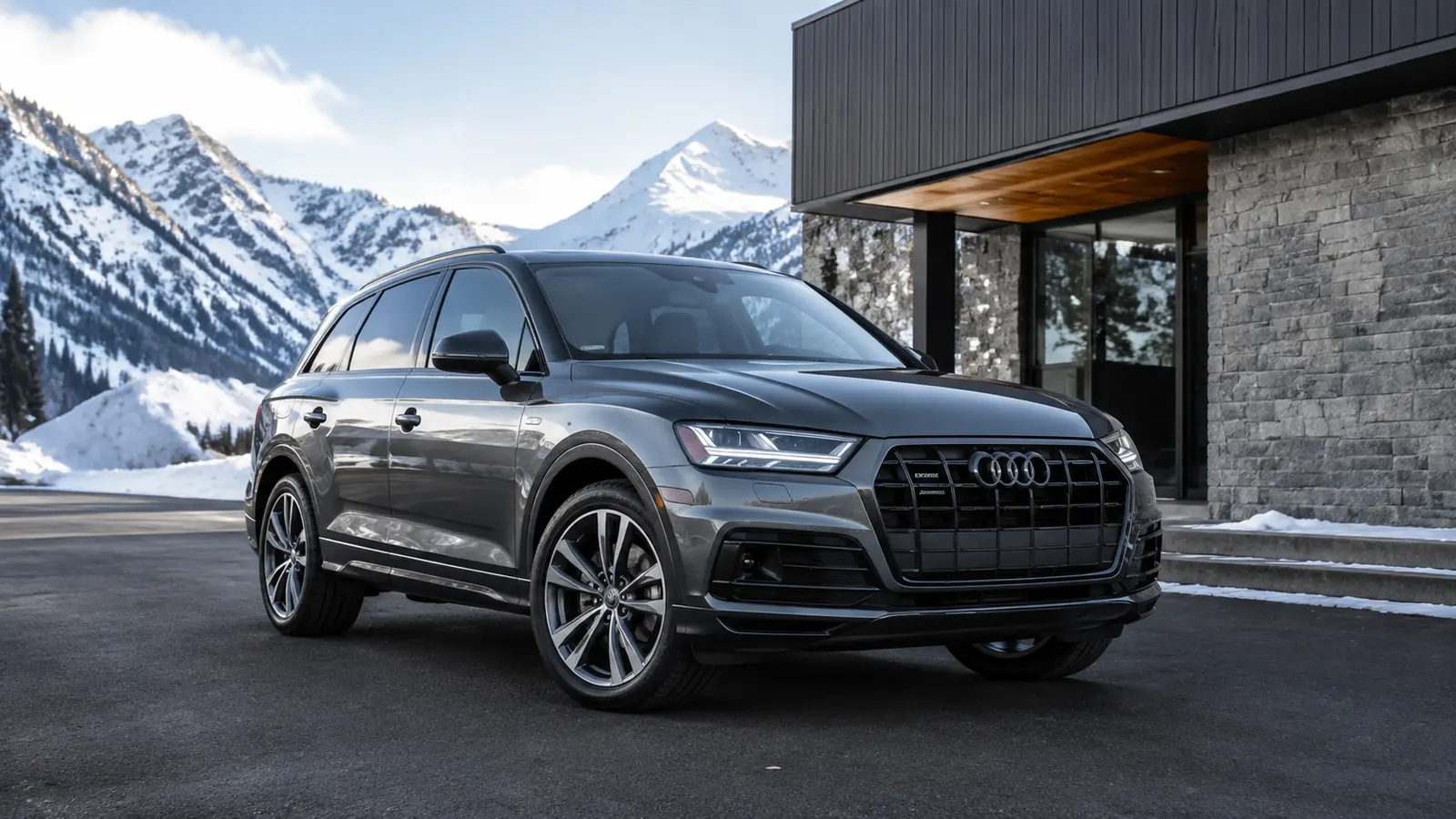 АВТО 1001717 серый Audi Q7 у горного дома