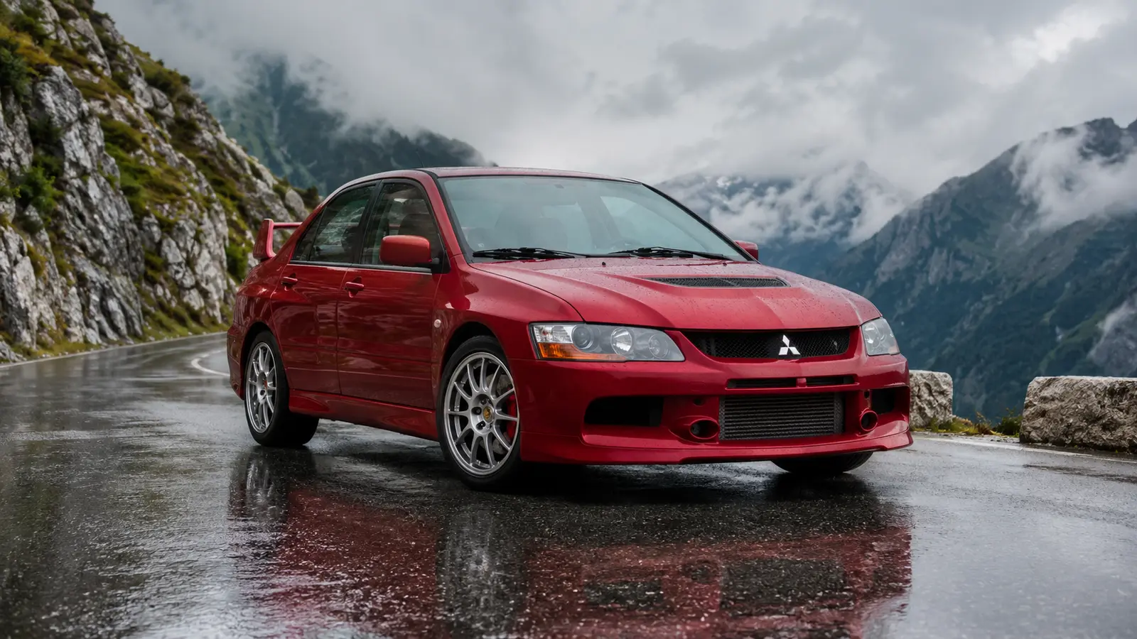 АВТО 1000544 синий Mitsubishi Lancer Evolution IX на горной дороге