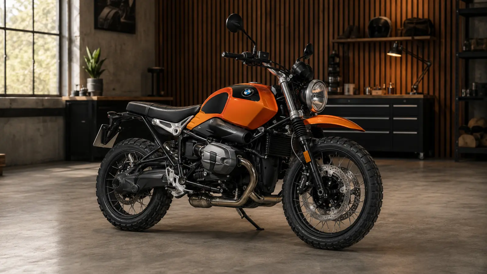 АВТО 1000201 оранжевый BMW R nineT Urban G-S в мастерской