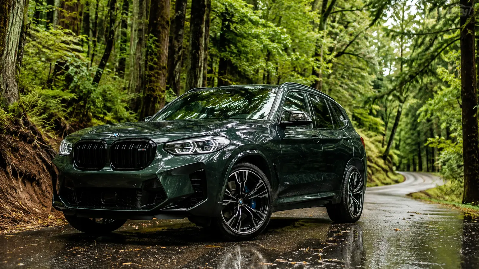 АВТО 1000517 зелёный BMW X3 M у отеля