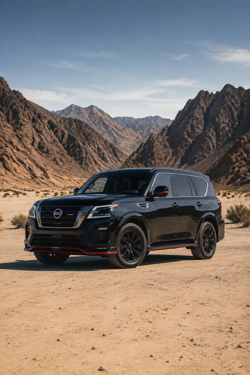 АВТО 1003808 чёрный Nissan Patrol Nismo в песчаной долине