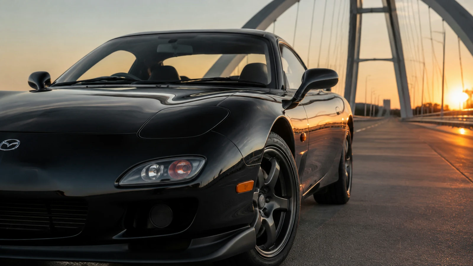 АВТО 1003196 чёрный Mazda RX-7 FD крупно премиальный кадр