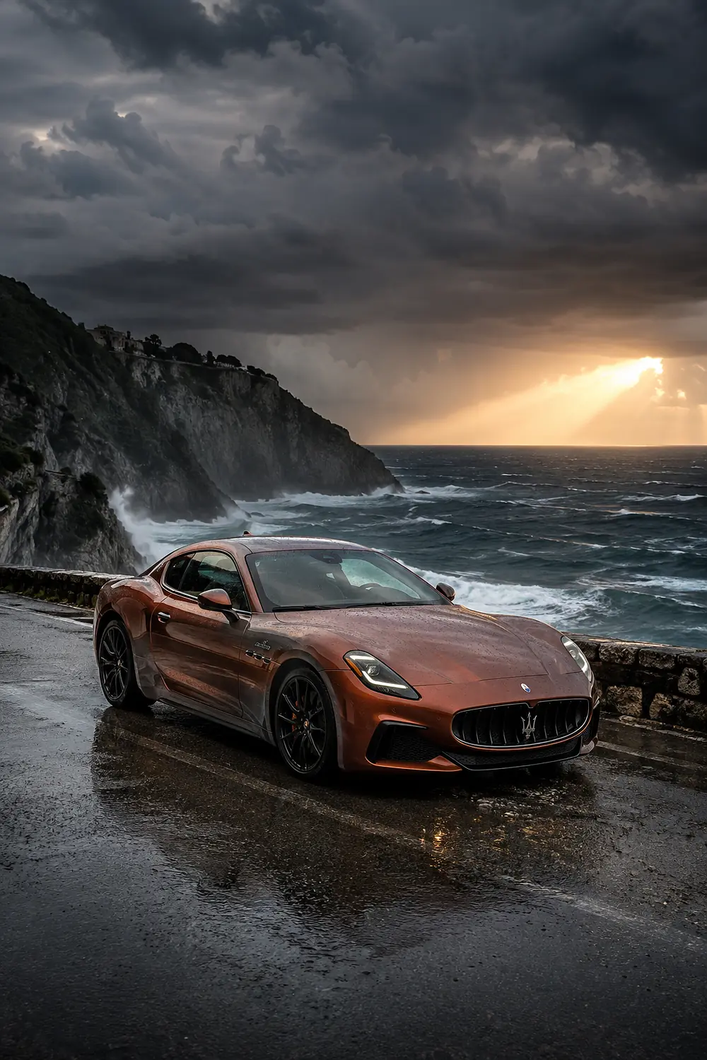 АВТО 1003560 медный Maserati GranTurismo Trofeo на штормовом берегу