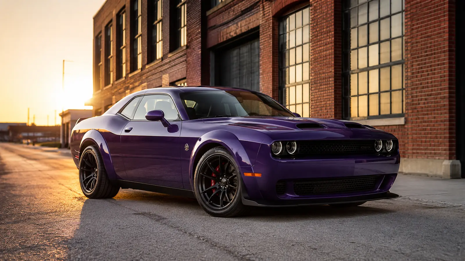 АВТО 1000213 фиолетовый Dodge Challenger SRT Hellcat у кирпичных складов