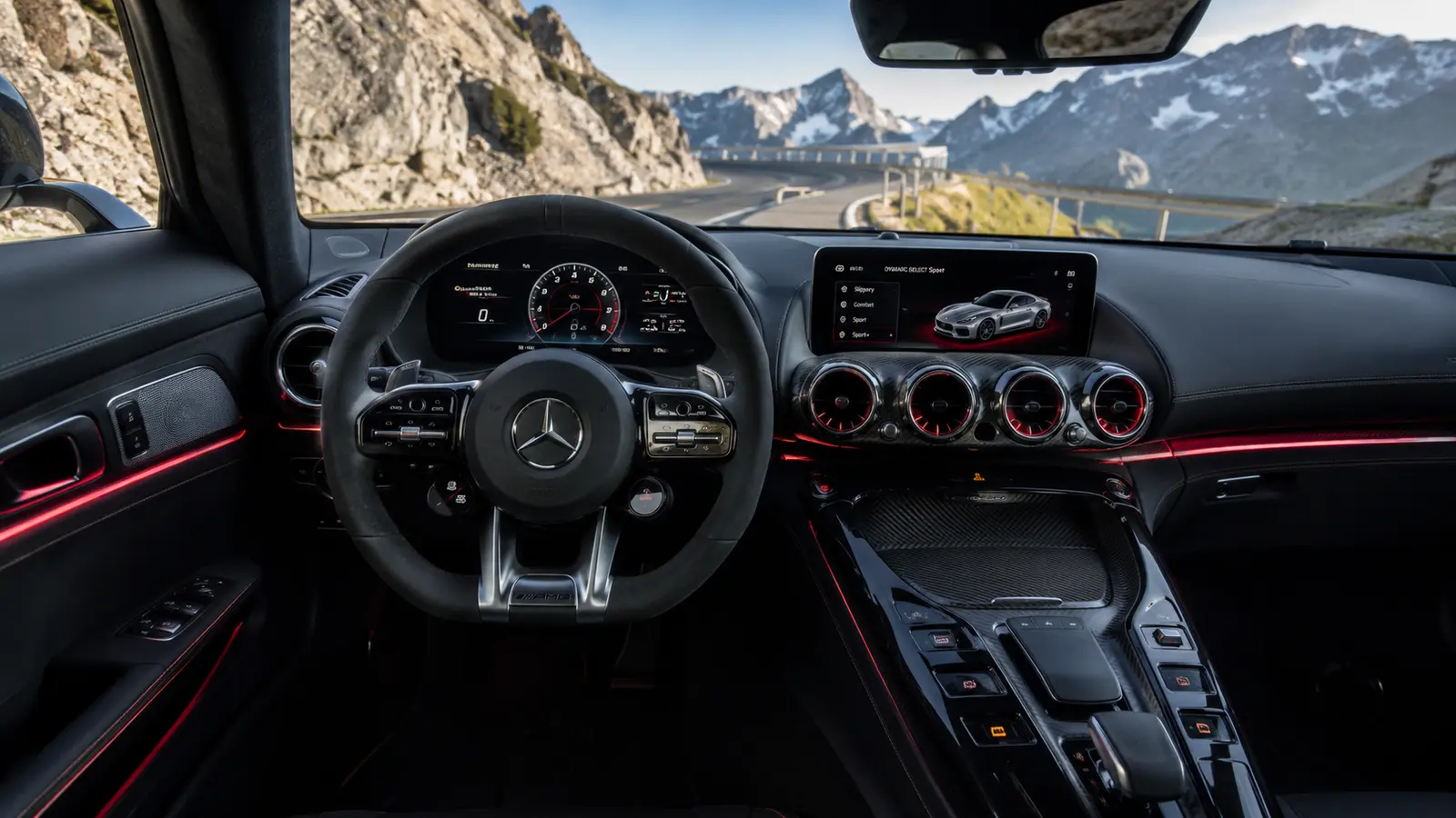 АВТО 1000600 салон Mercedes AMG GT с красной подсветкой