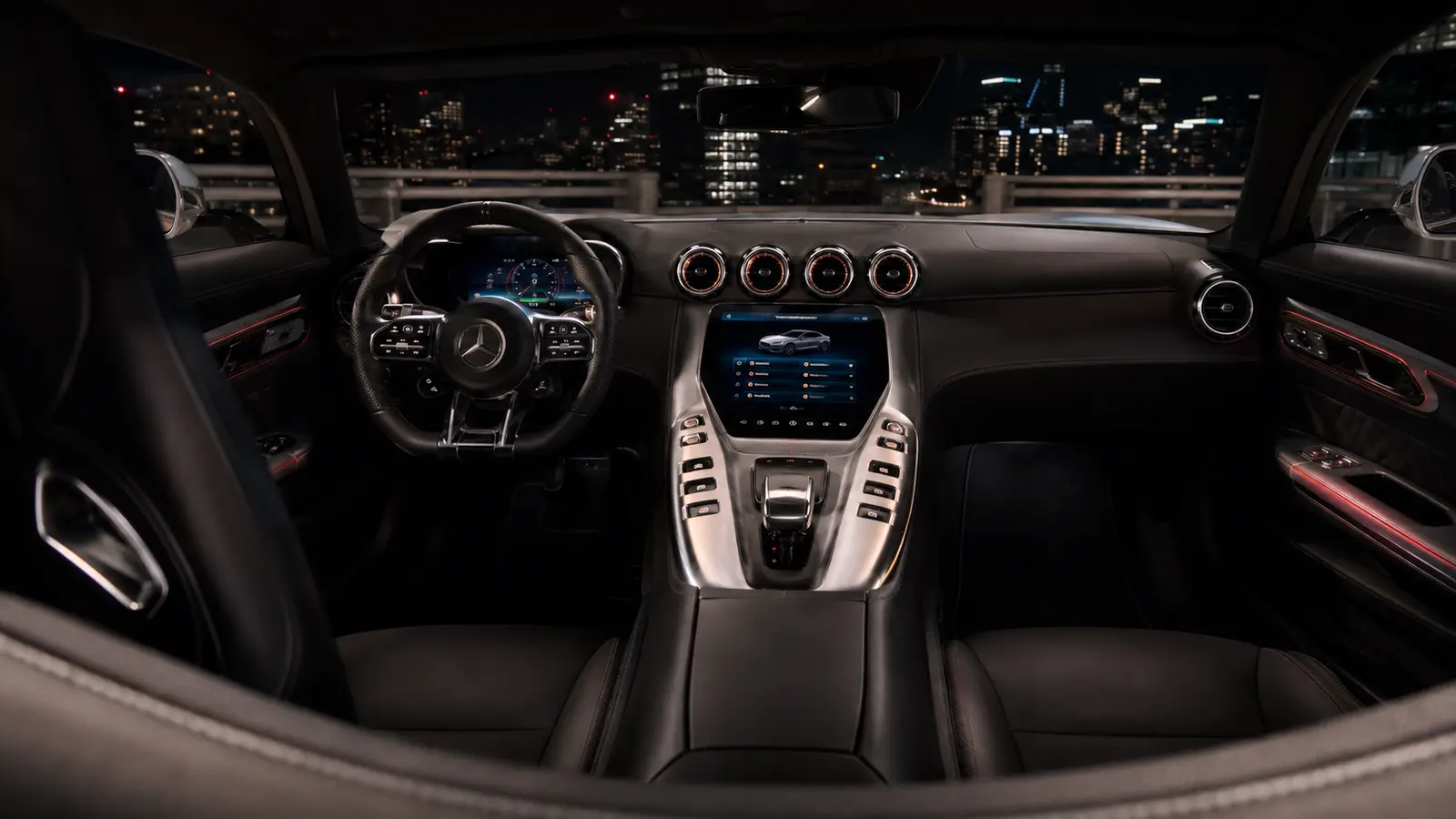 АВТО 1000906 салон Mercedes AMG GT с красной подсветкой