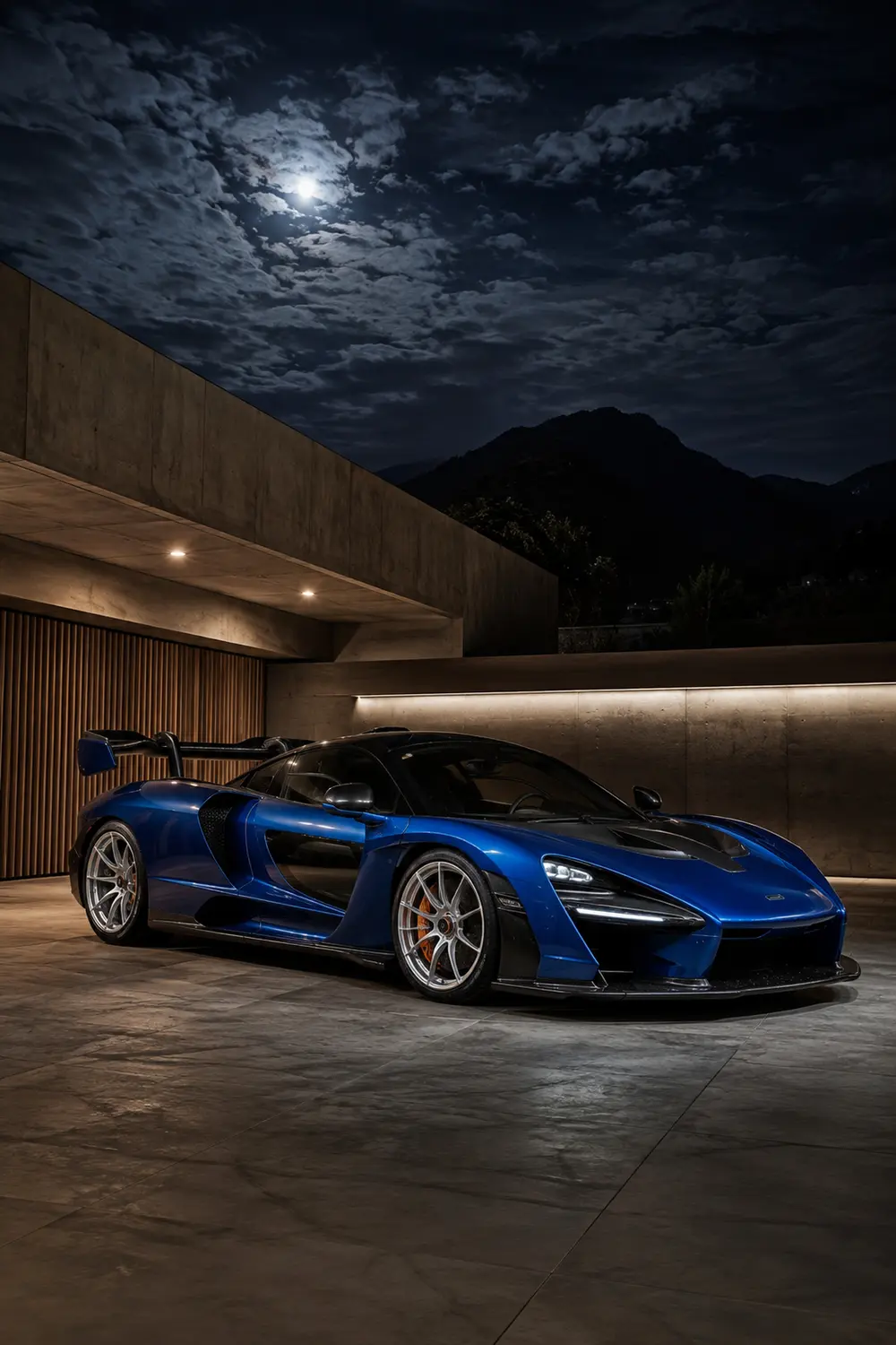 АВТО 1003800 синий McLaren Senna в частном коллекционном гараже