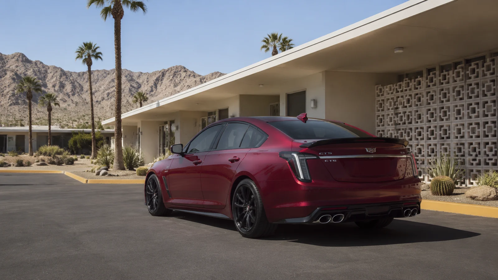 АВТО 1001220 бордовый Cadillac CT5-V Blackwing у пустынного мотеля