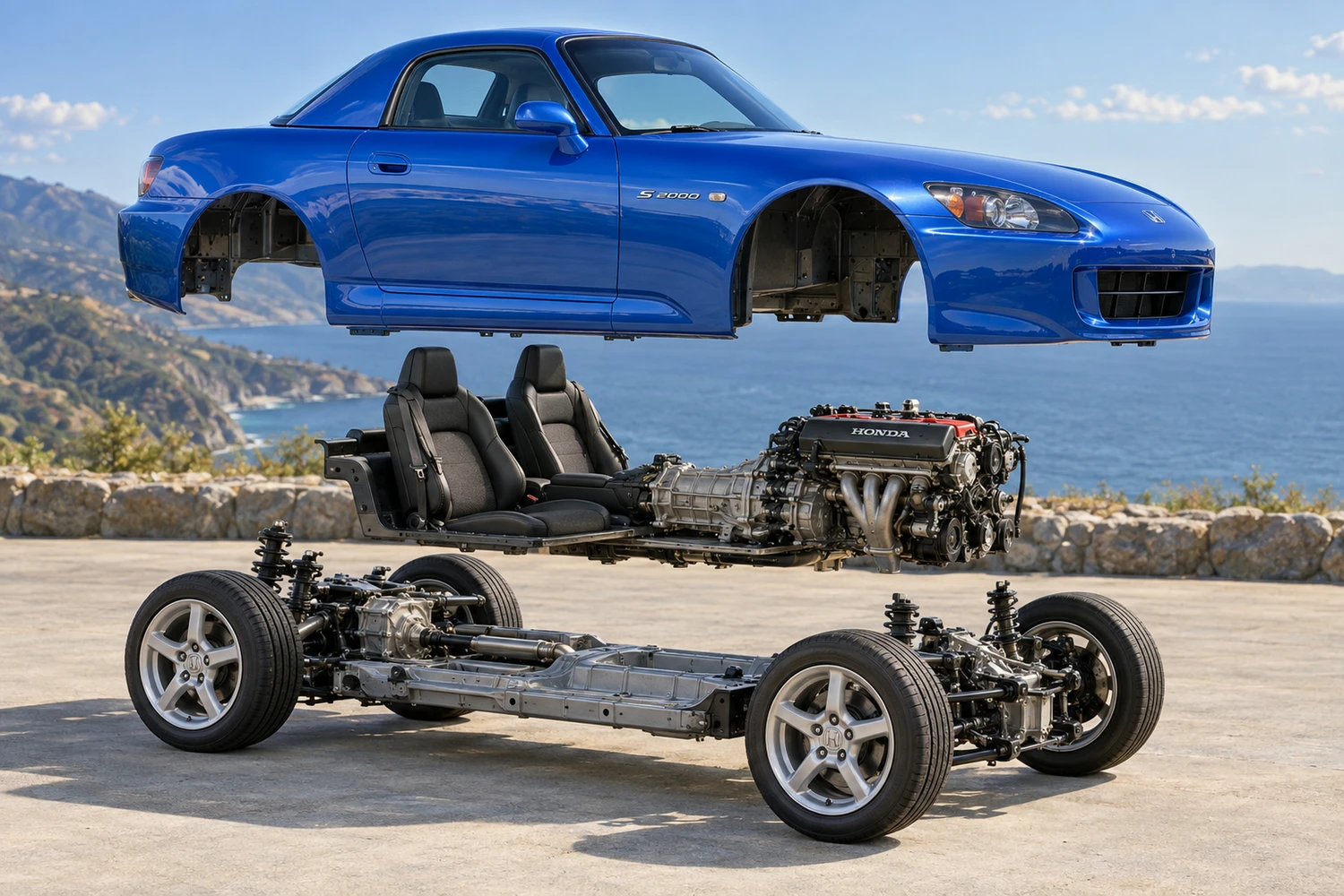 АВТО 1006922 Honda S2000 AP2 синий разложенная конструкция