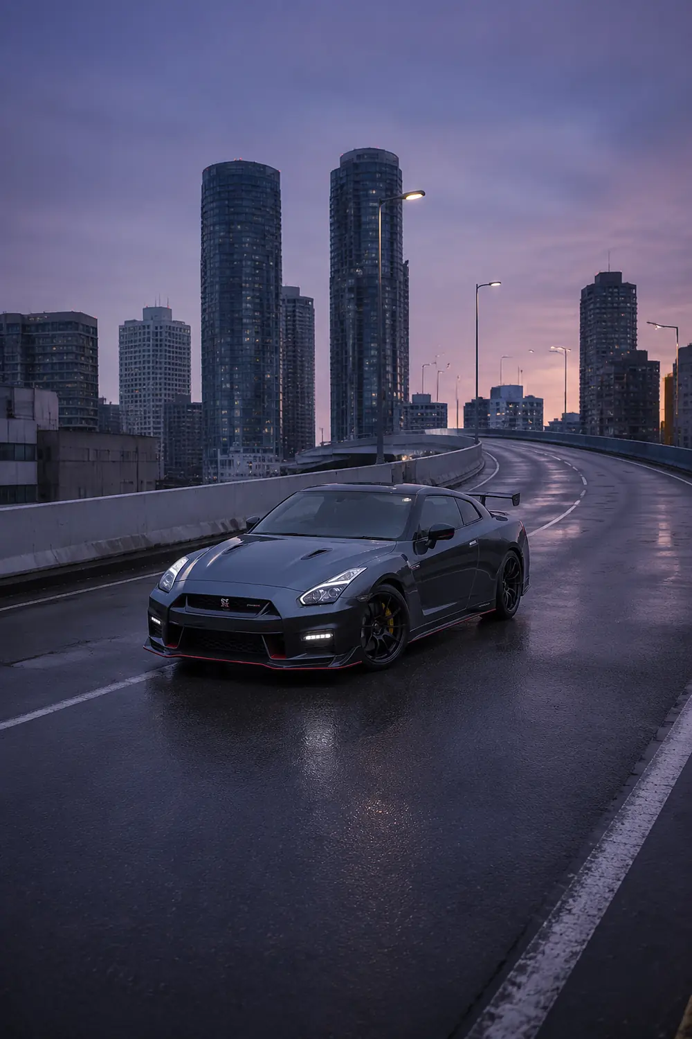 АВТО 1003658 серый Nissan GT-R Nismo на утренней эстакаде
