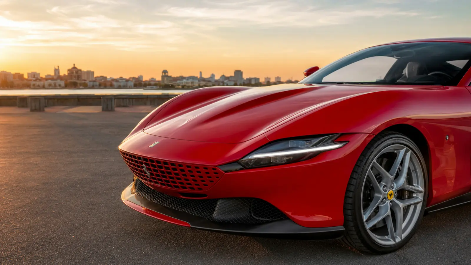 АВТО 1003146 красный Ferrari Roma крупно премиальный кадр