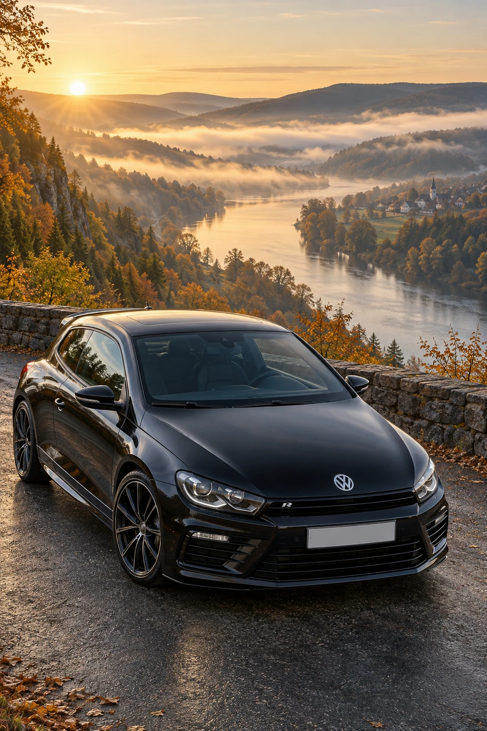 АВТО 1007304 Volkswagen Scirocco R чёрный туман над рекой