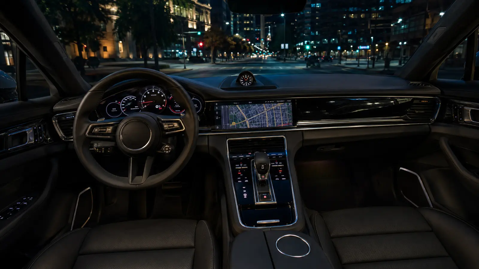 АВТО 1000564 салон Porsche Panamera ночью