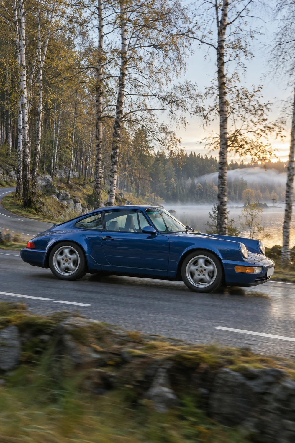 АВТО 1007404 Porsche 911 Carrera 964 синий лесная дорога