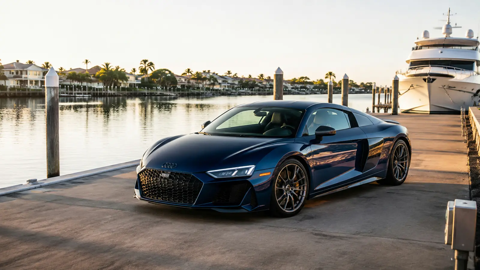 АВТО 1003261 тёмно-синий Audi R8 V10 Performance целиком дальний постерный кадр