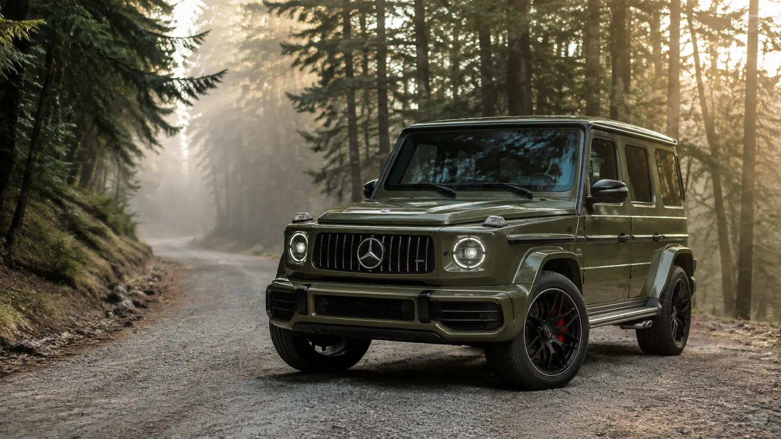 АВТО 1001764 оливковый Mercedes G63 на лесной дороге