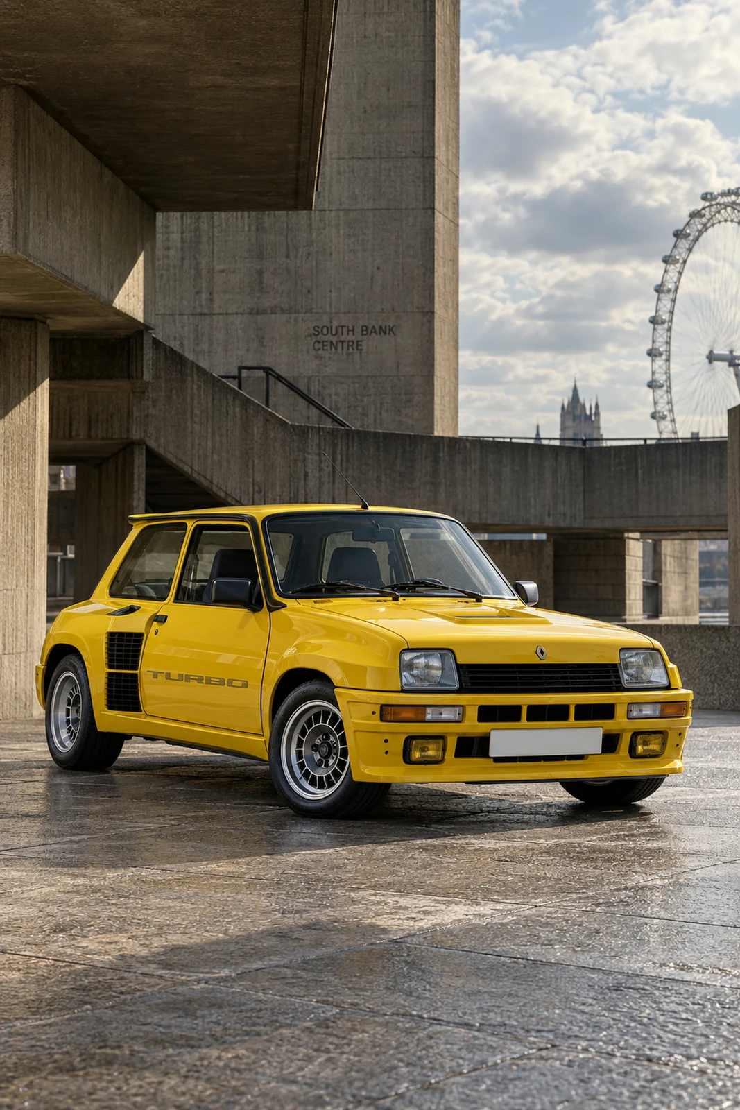 АВТО 1008559 Рено 5 Turbo2 жёлтый Лондон бруталистский двор
