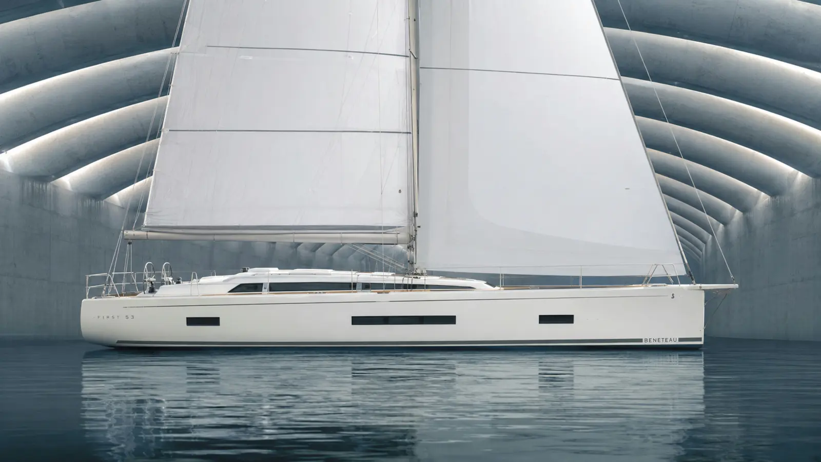 АВТО 1003191 жемчужно-белый Beneteau First Yacht 53 целиком премиальный кадр