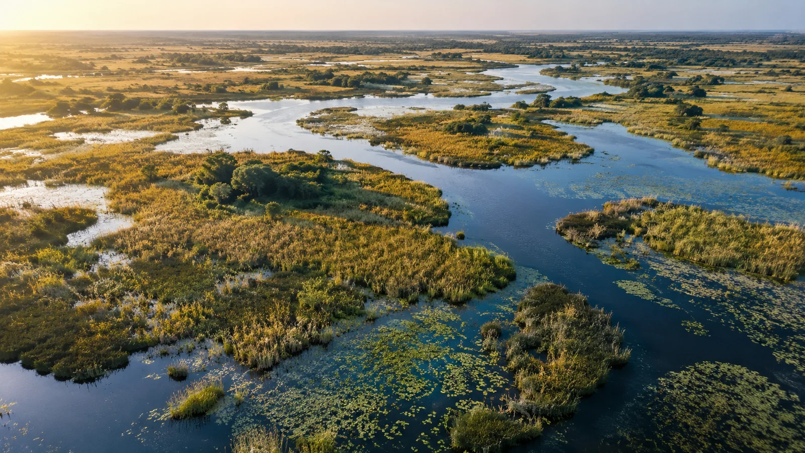ПРН 1000742 Ботсвана водяные дорожки среди трав