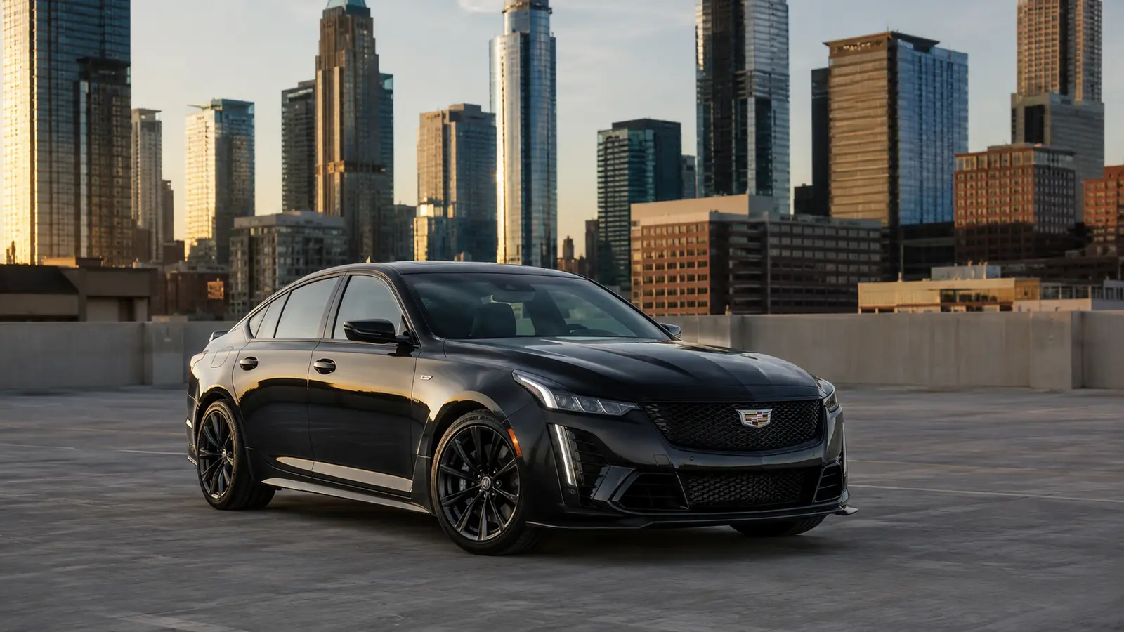 АВТО 1000313 чёрный Cadillac CT5-V Blackwing на крыше парковки