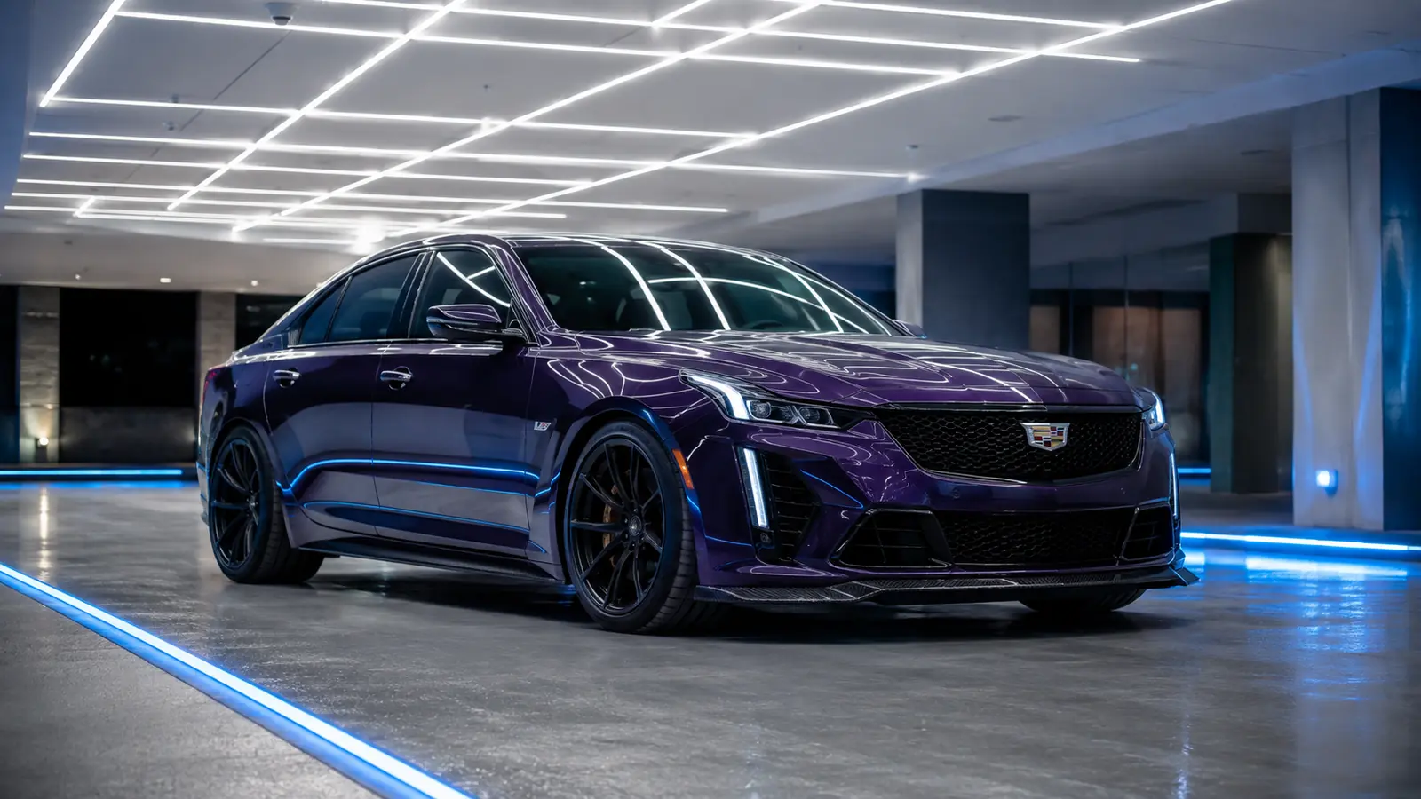 АВТО 1002000 фиолетовый Cadillac CT5-V Blackwing в световом гараже