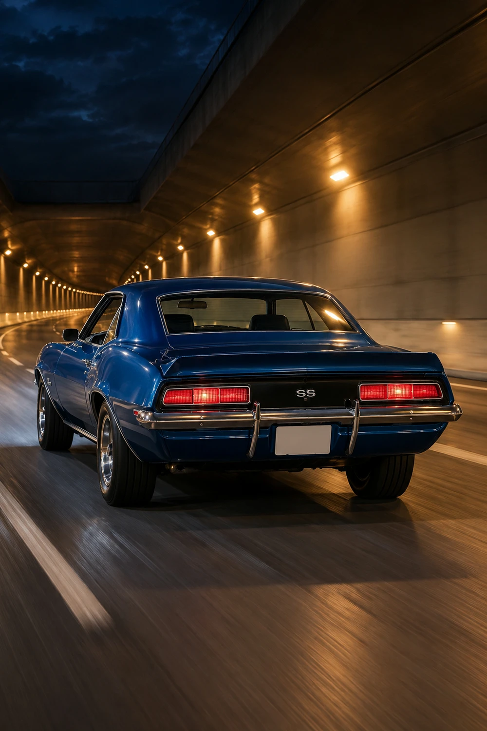 АВТО 1006877 Chevrolet Camaro SS 1969 синий тоннель с лампами