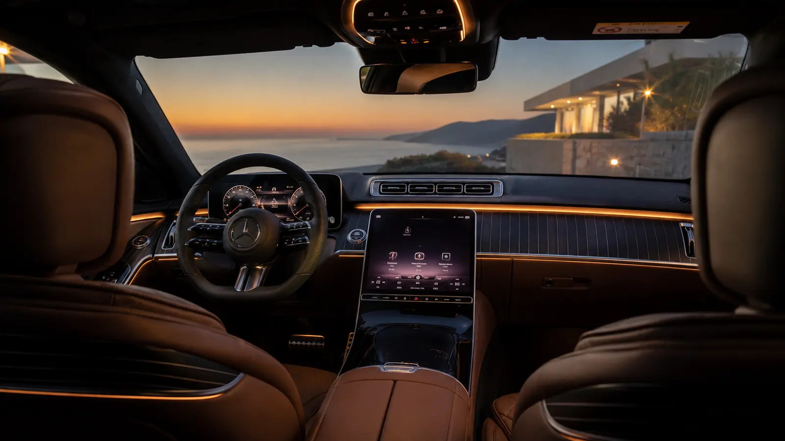 АВТО 1001025 салон Mercedes S-Class с ночным городом