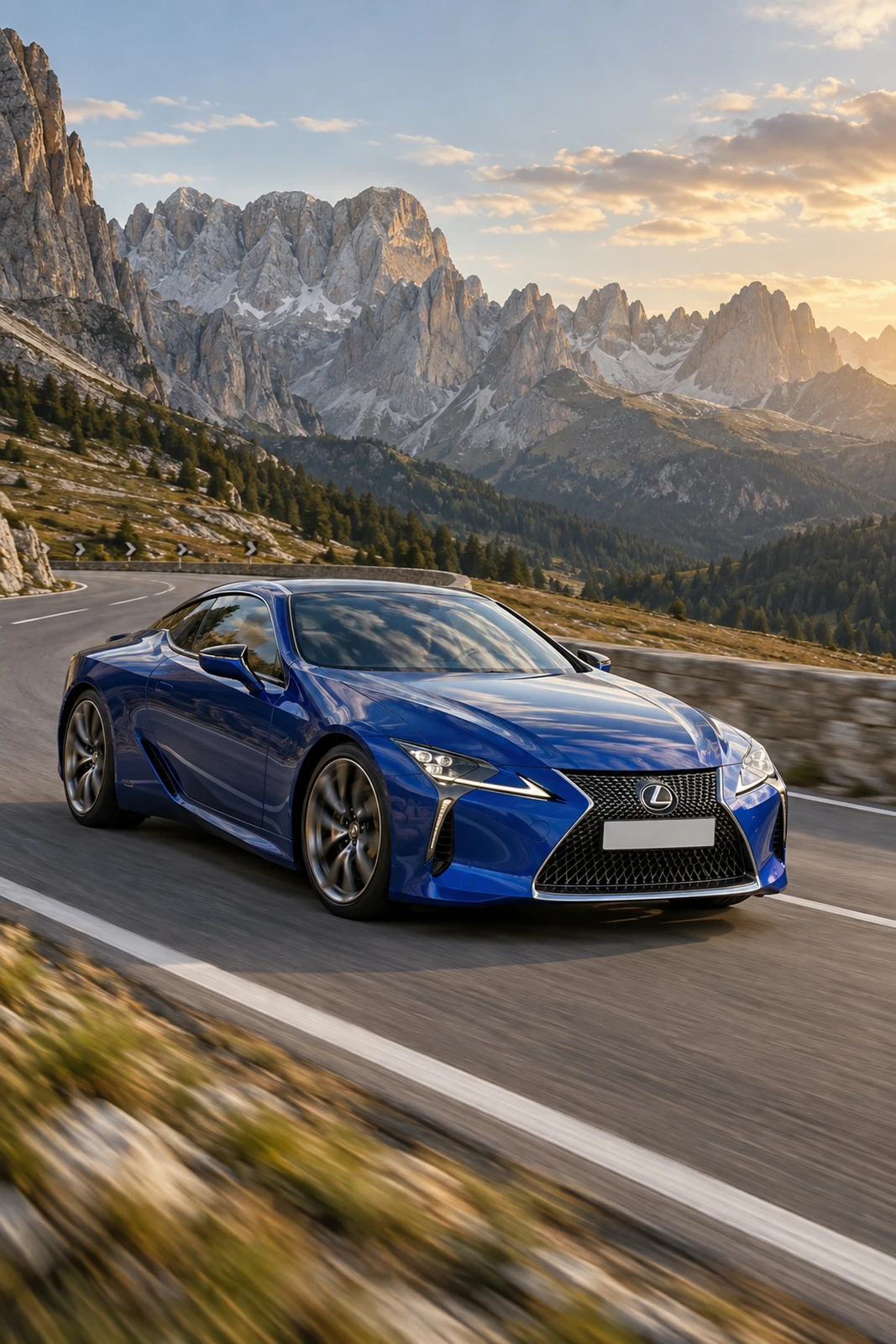 АВТО 1008639 Лексус LC500 синий Перевал в Доломитах