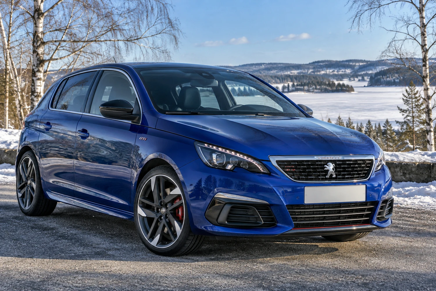 АВТО 1006958 Peugeot 308 GTi синий снежные берёзы
