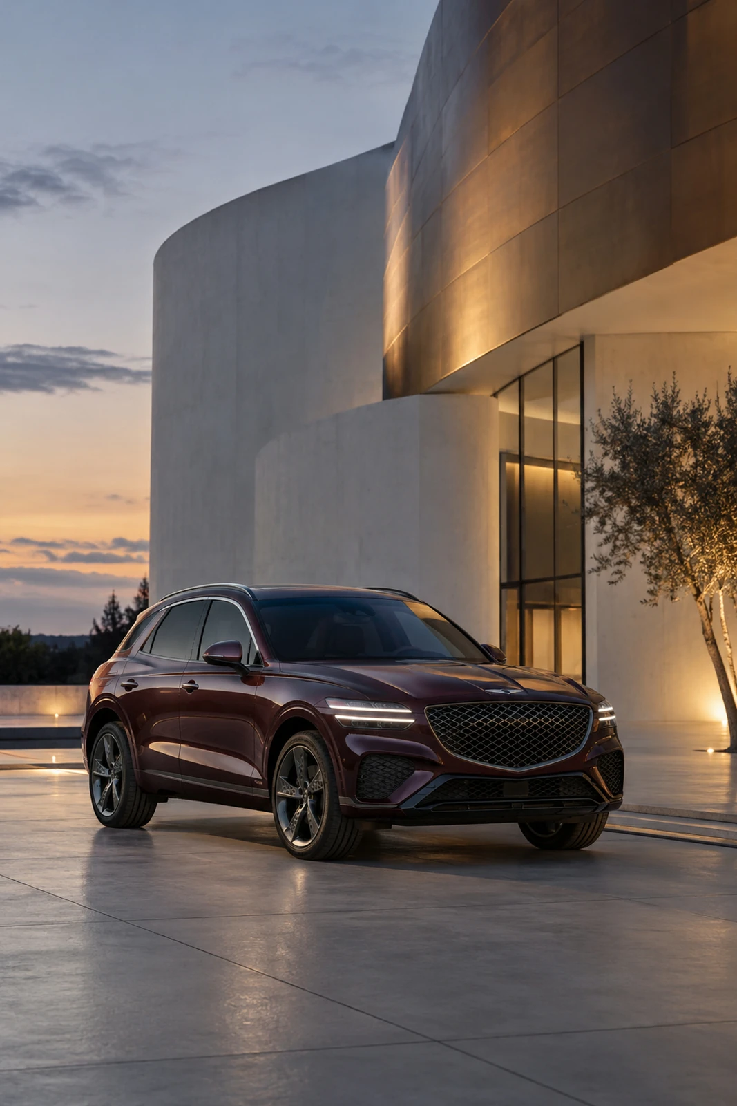 АВТО 1007549 бордовый Genesis GV70 у музея