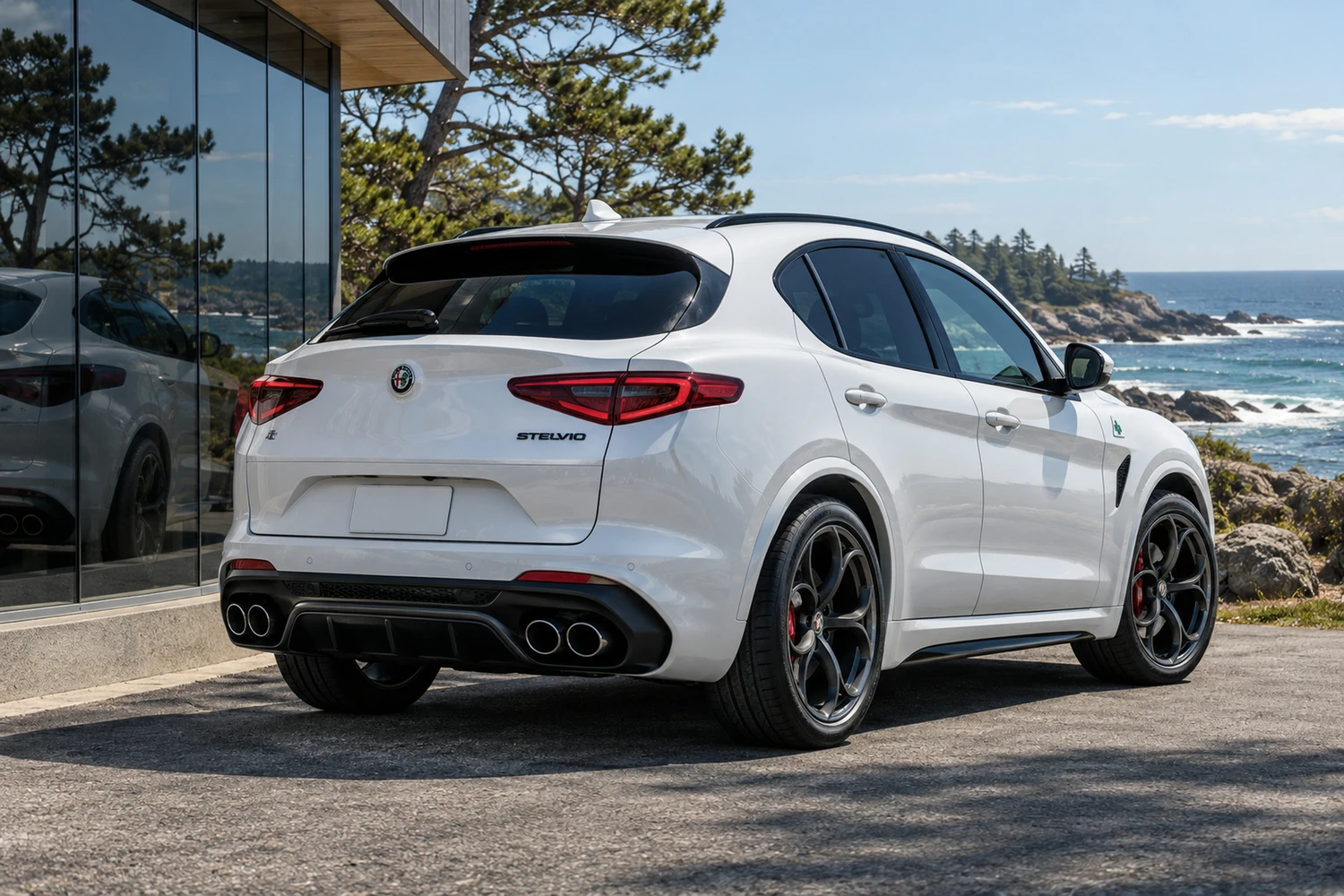 АВТО 1006942 Alfa Romeo Stelvio Q белый сосны и прибой