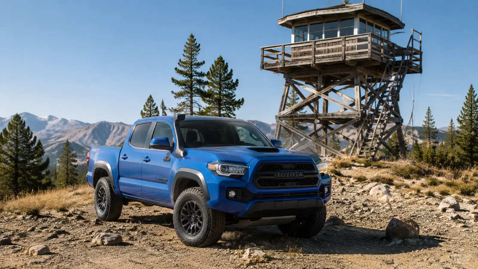 АВТО 1001578 Синий Toyota Tacoma TRD Pro у лесной пожарной вышки