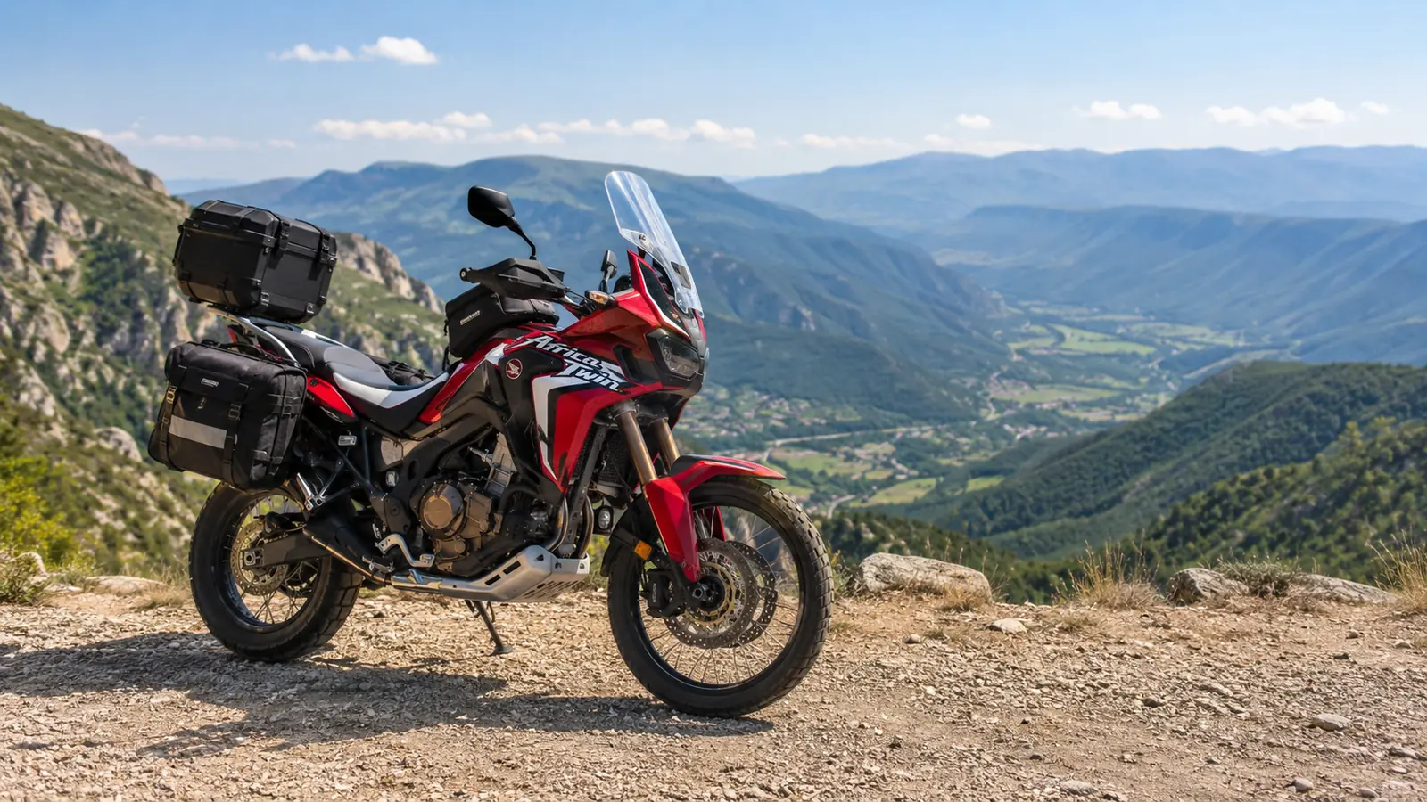 АВТО 1000088 красный Honda Africa Twin на горном перевале