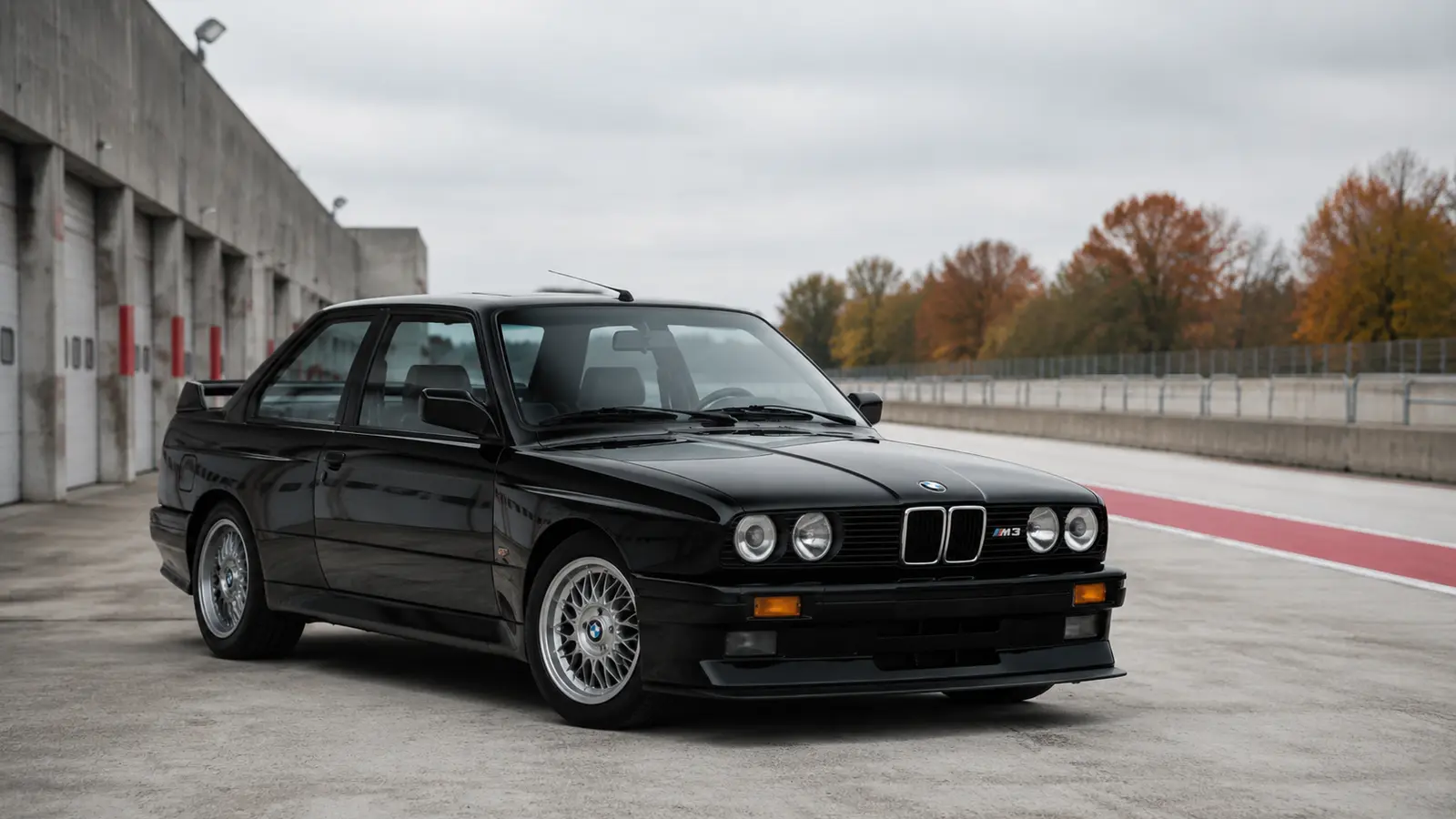 АВТО 1000035 чёрный BMW M3 E30 на трассовом паддоке