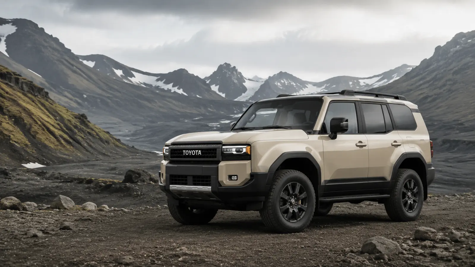 АВТО 1001114 песочный Toyota Land Cruiser 250 в вулканической долине