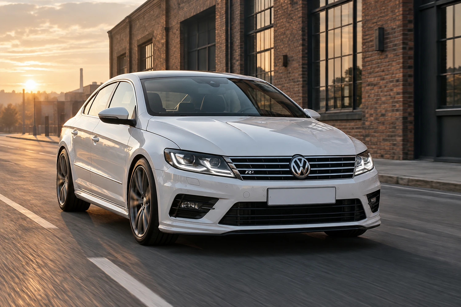 АВТО 1007104 Volkswagen Passat CC белый кирпичный проезд