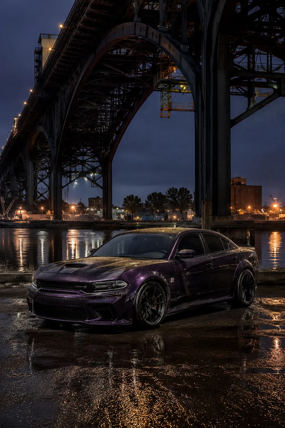 АВТО 1003699 фиолетовый Dodge Charger SRT Hellcat Widebody под стальным мостом