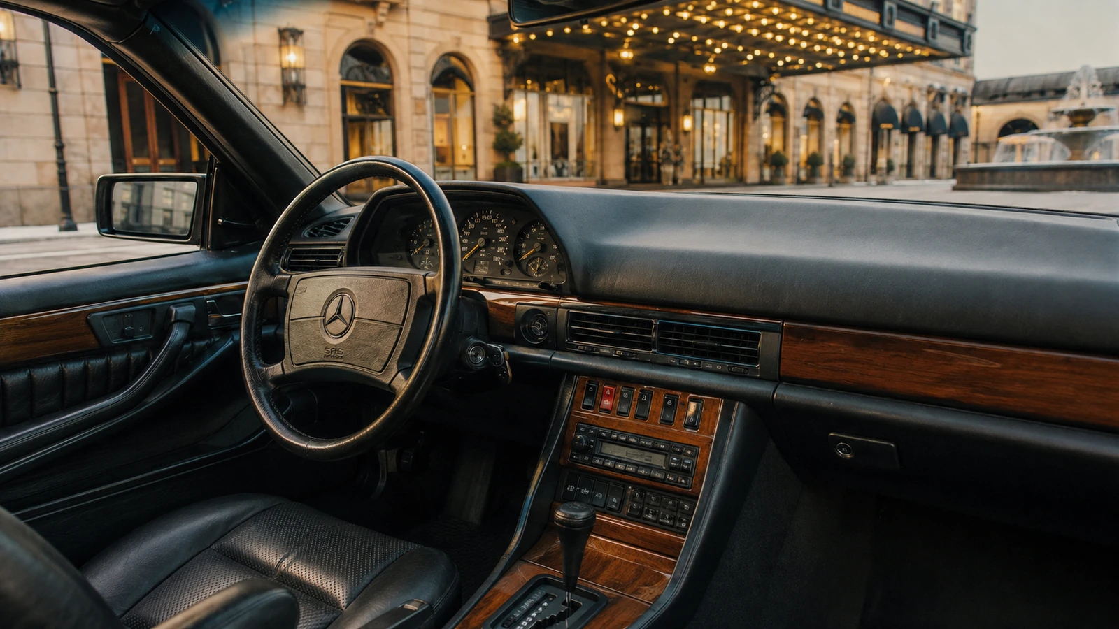 АВТО 1000779 салон Mercedes 560 SEC с деревом и кожей в стиле 80-х