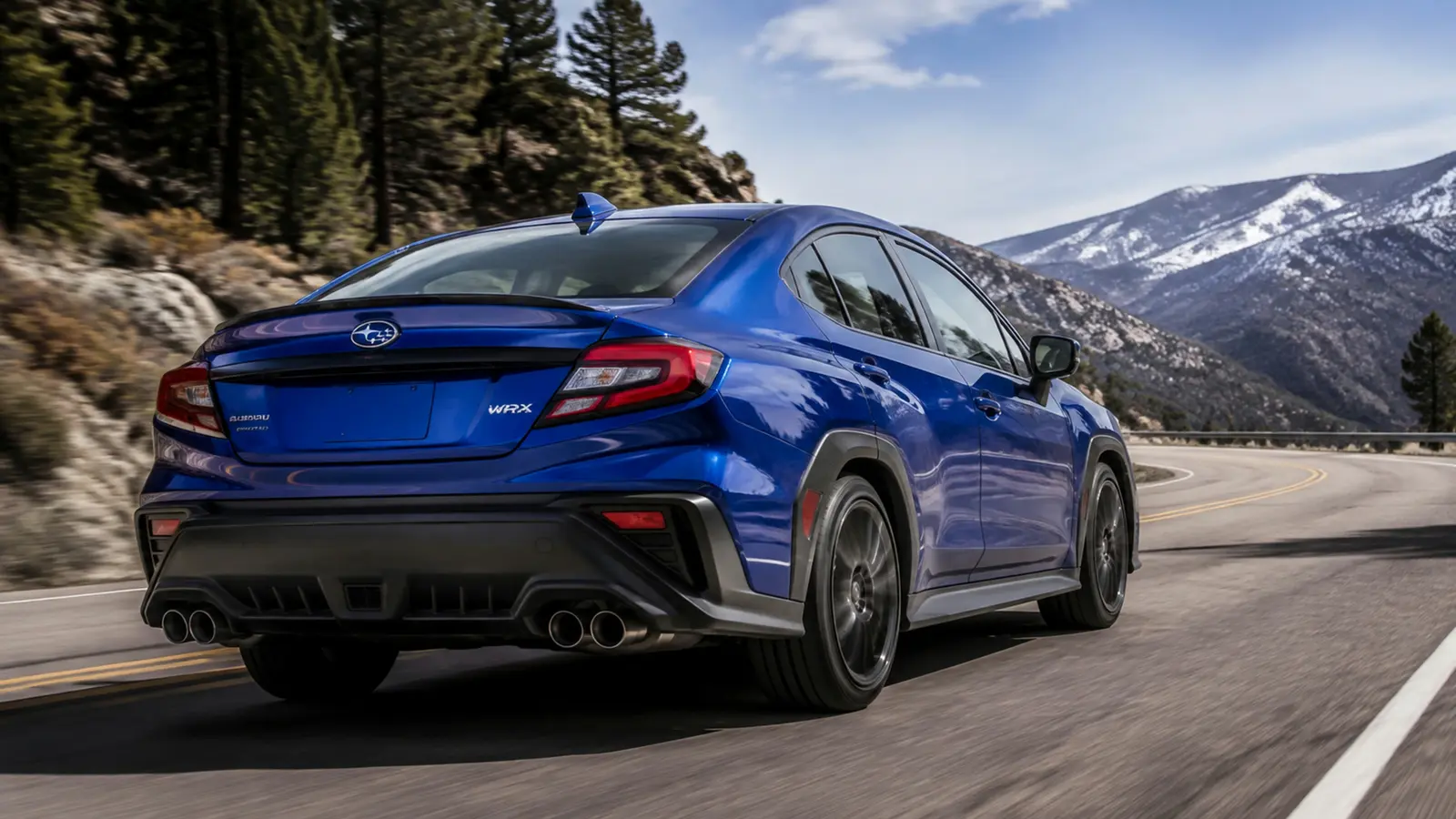 АВТО 1002860 синий Subaru WRX крупно на чистой горной дороге