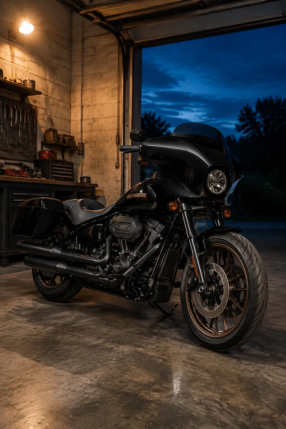 АВТО 1003839 чёрный Harley Davidson Low Rider ST в гараже