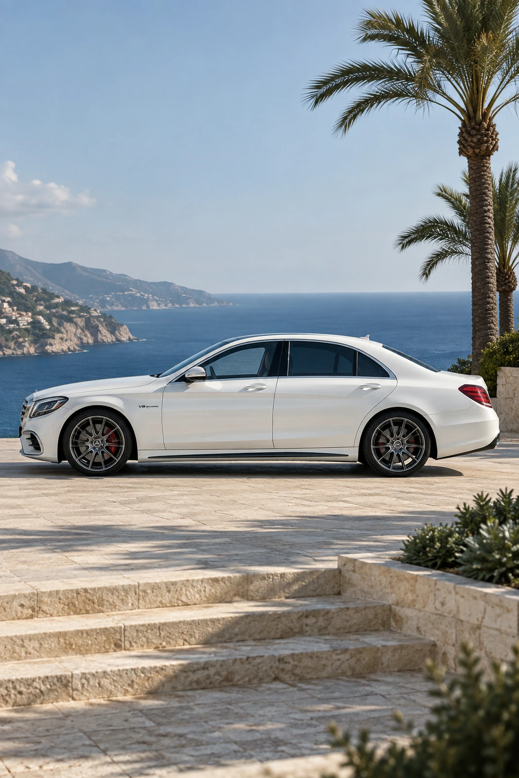 АВТО 1008185 Мерседес S63 белый Морская терраса