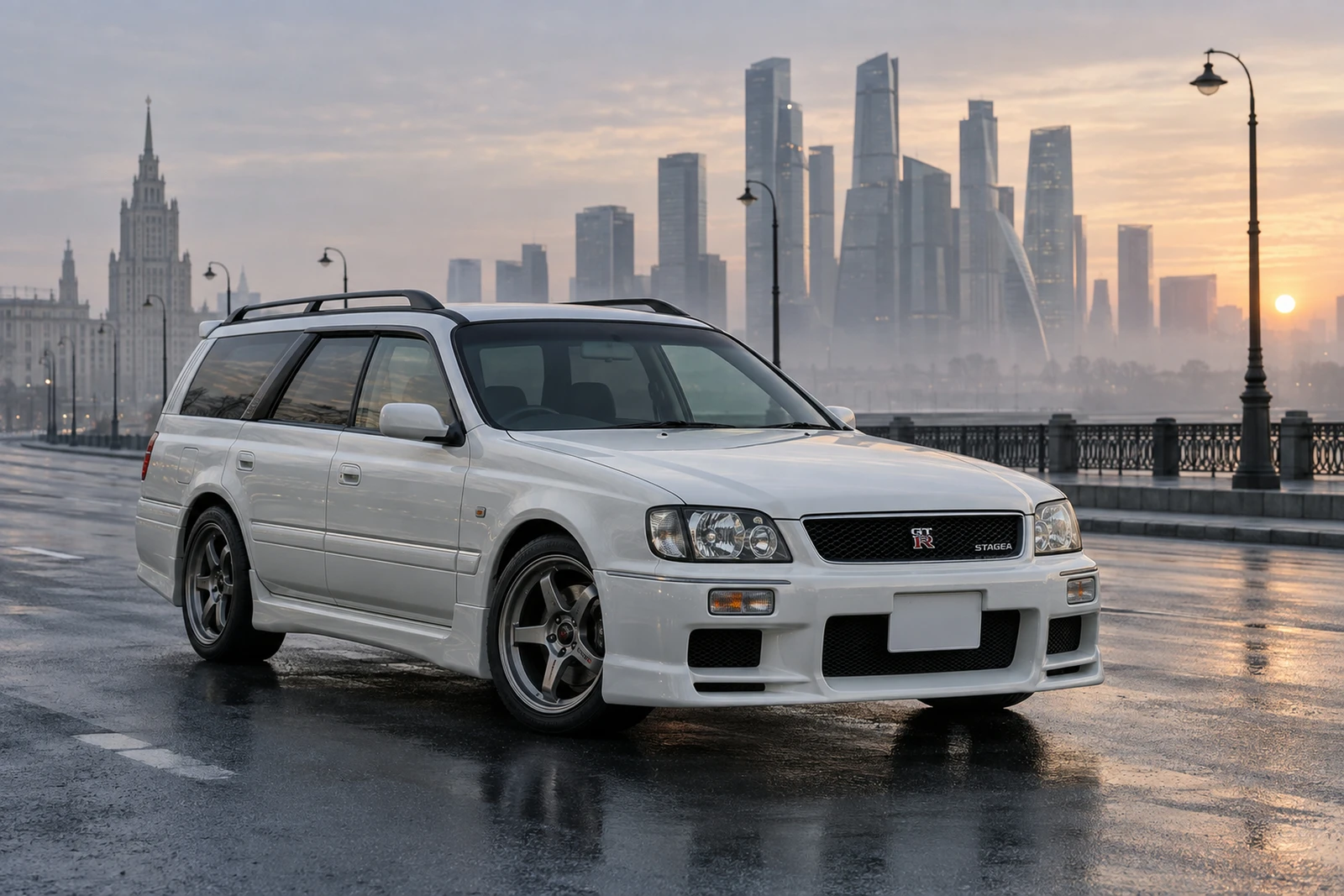 АВТО 1008494 Ниссан Stagea 260RS белый Москва тонкий туман