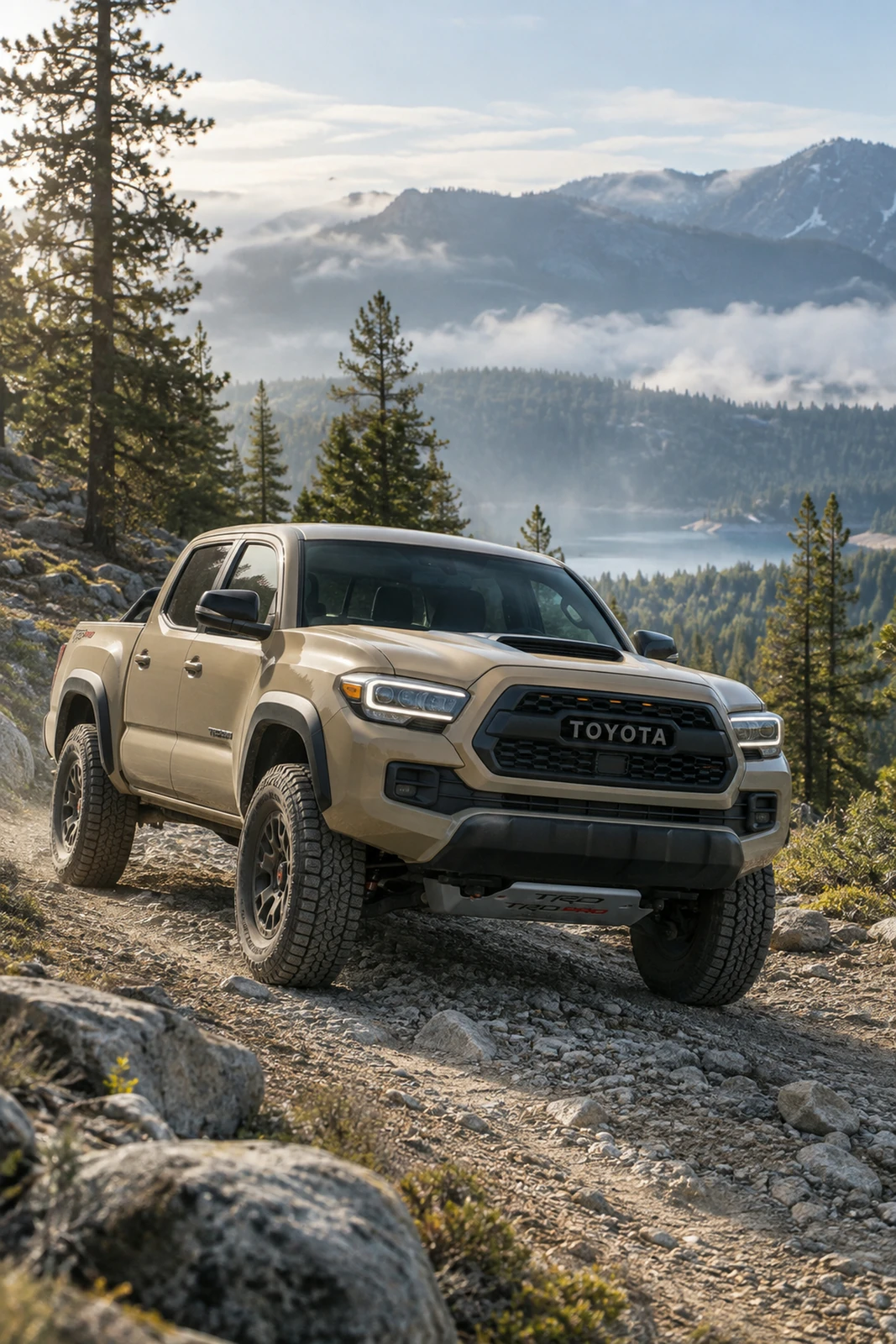 АВТО 1007545 песочная Toyota Tacoma TRD Pro на горной тропе