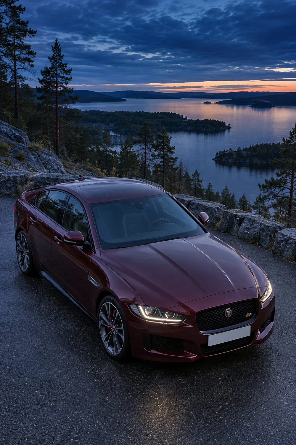 АВТО 1007250 Jaguar XE S бордовый сумерки у леса