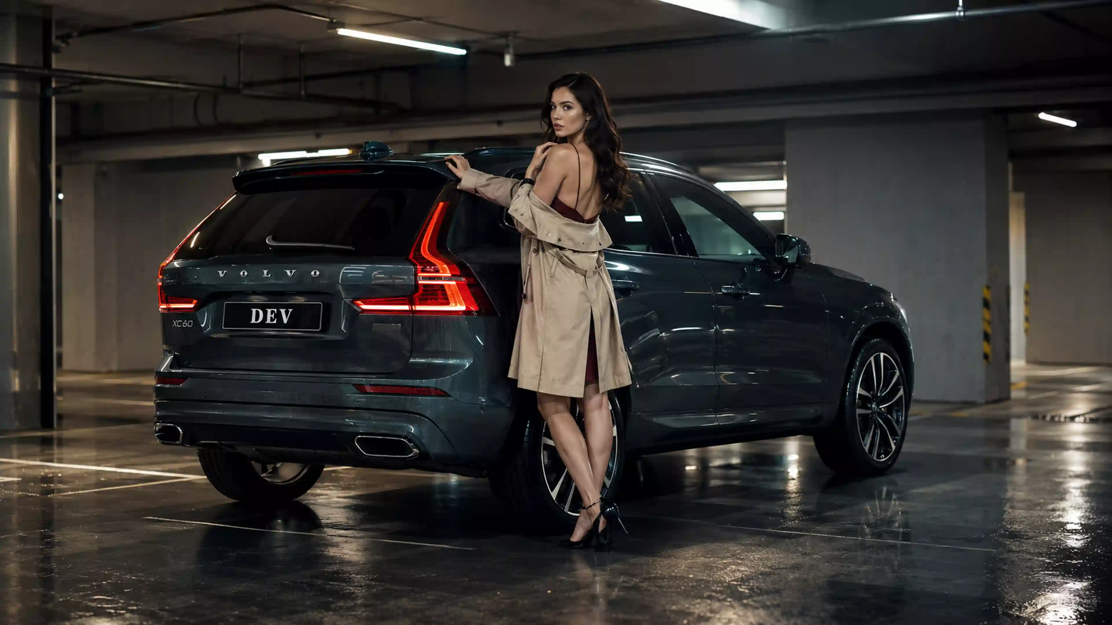 ДЕВ 00483 девушка гламурная съёмка volvo xc60 в гараже