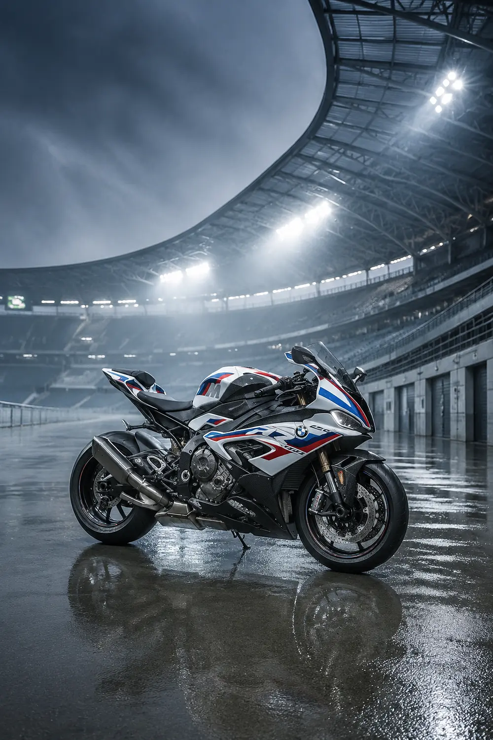 АВТО 1003451 спортивный мотоцикл BMW M 1000 RR на стадионе